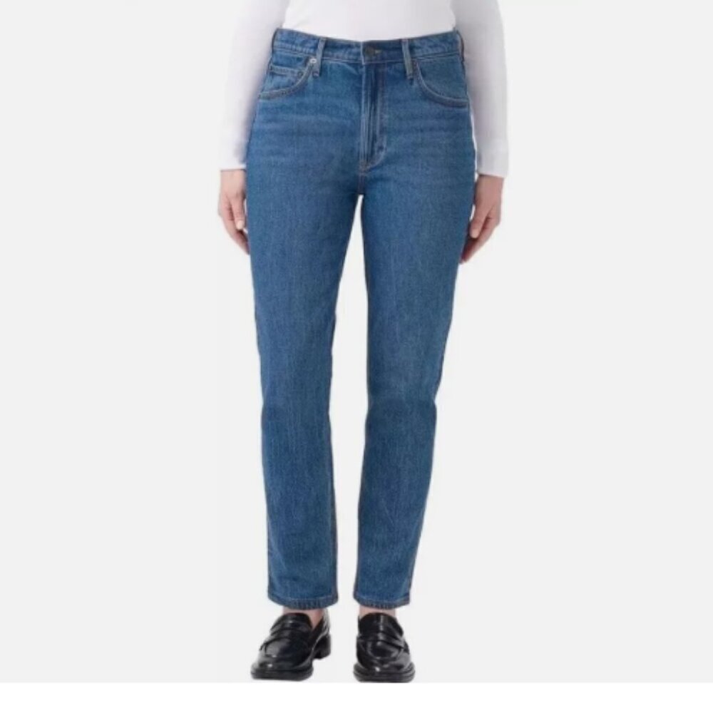 NEW Kirkland Signature Womens 10 High-Rise Straight Fit Jeans Blue 99% Cotton